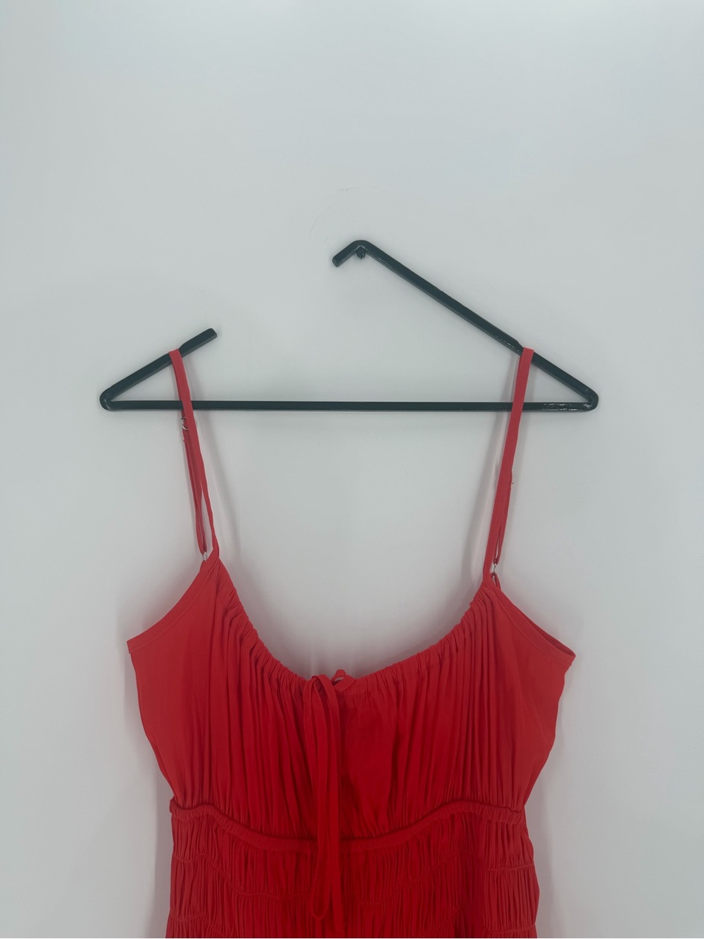 Ciao Lucia Gabriela Chili Silky Satin Smocked Midi Dress